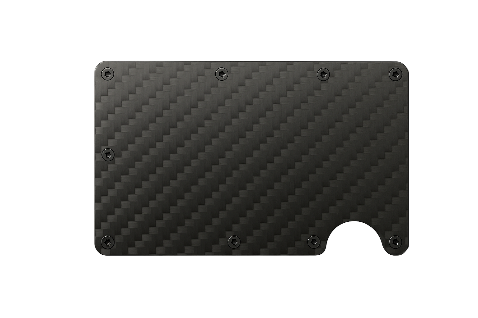 Black carbon fiber wallet on a white background